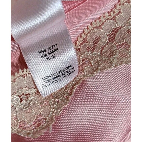 VINTAGE VICTORIAS SECRET PINK  SATIN SLIP DRESS Lace NIGHTY LINGERIE Size M 108 - Picture 4 of 6